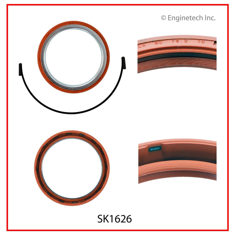 Enginetech SK1626 Engine Rear Crankshaft Seal with Metal Sleeve and Wedge Seal for Ford and Mazda Vehicles
