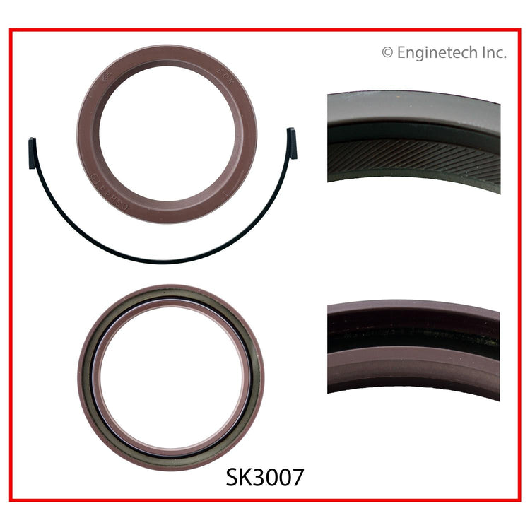 Enginetech SK3007 Engine Rear Crankshaft Seal with Metal Sleeve and Wedge Seal for Ford and Mazda Vehicles