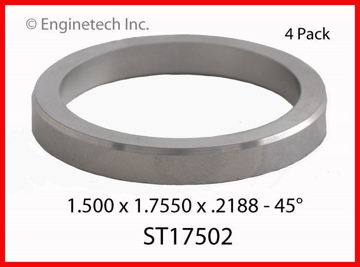 Enginetech Engine Valve Seat Set - 4 Pack, Hi-Chrome Material, 1.7550 Inch Outside Diameter