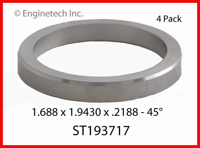 Enginetech ST193717 Engine Valve Seat 4 Pack - High Chrome, 45 Degree Seat Angle