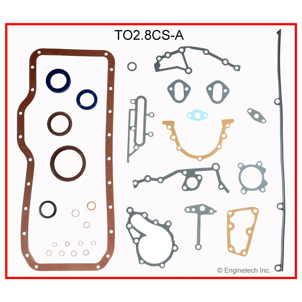 Enginetech TO2.8CS-A Engine Lower End Gasket Set for Toyota Cars and Trucks