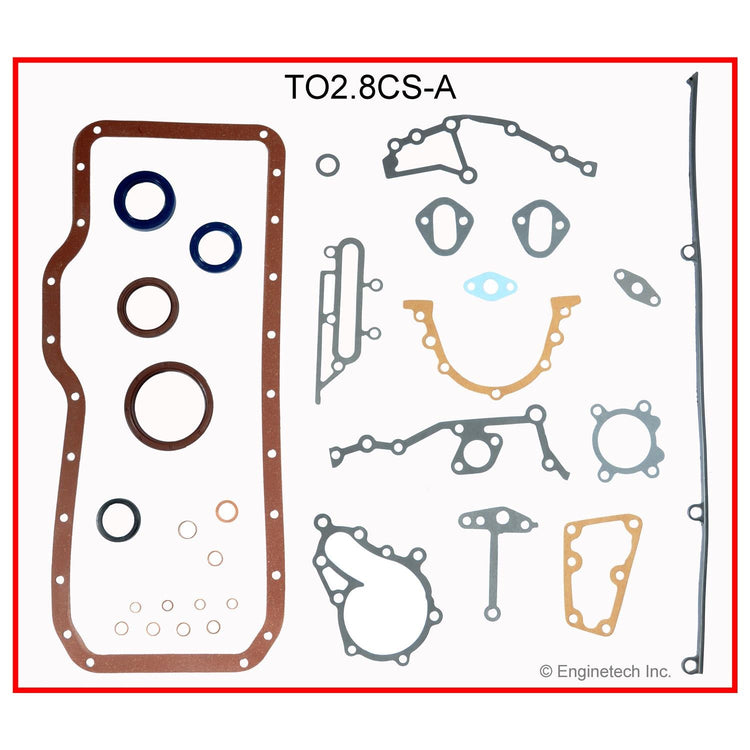 Enginetech TO2.8CS-A Engine Lower End Gasket Set for Toyota Cars and Trucks