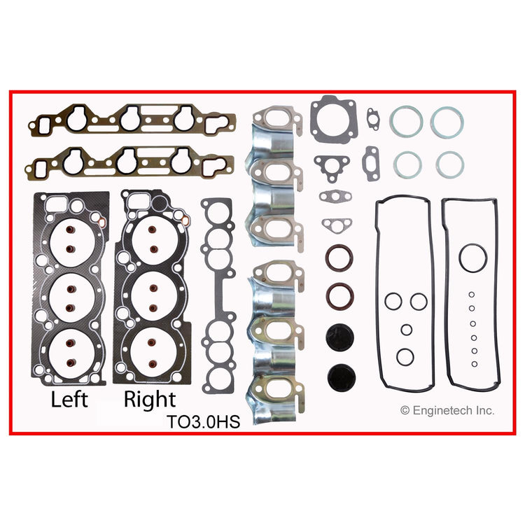 Enginetech TO3.0HS-WB Engine Cylinder Head Gasket Set for Toyota 4Runner and Pickup with Head Bolts