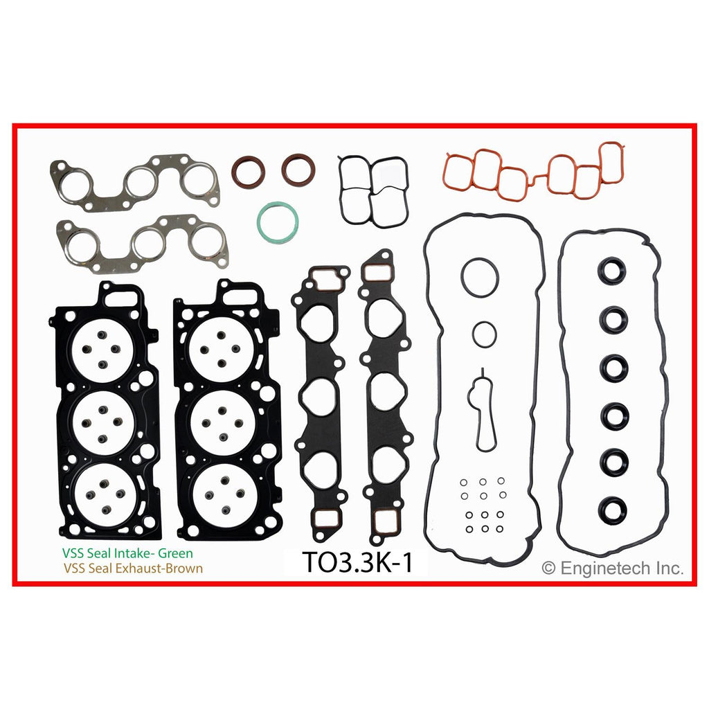 Enginetech TO3.3K-1 Engine Full Gasket Set for Toyota and Lexus Vehicles