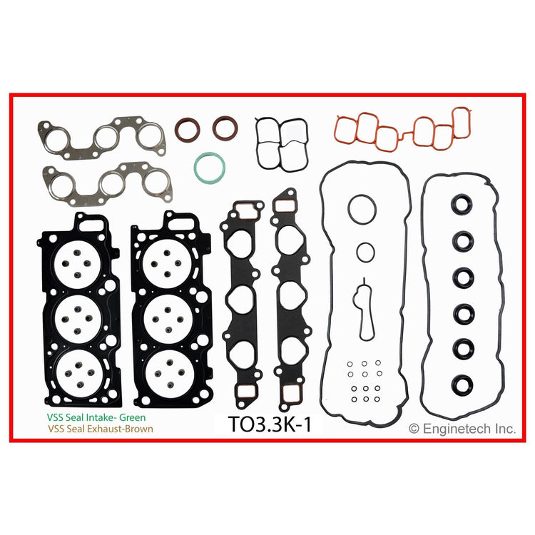 Enginetech TO3.3K-1 Engine Full Gasket Set for Toyota and Lexus Vehicles