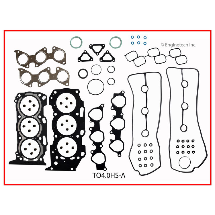 Enginetech Engine Cylinder Head Gasket Set for Toyota Tacoma, 4Runner, and Tundra with Head Bolts – Part Number TO4.0HS-AWB