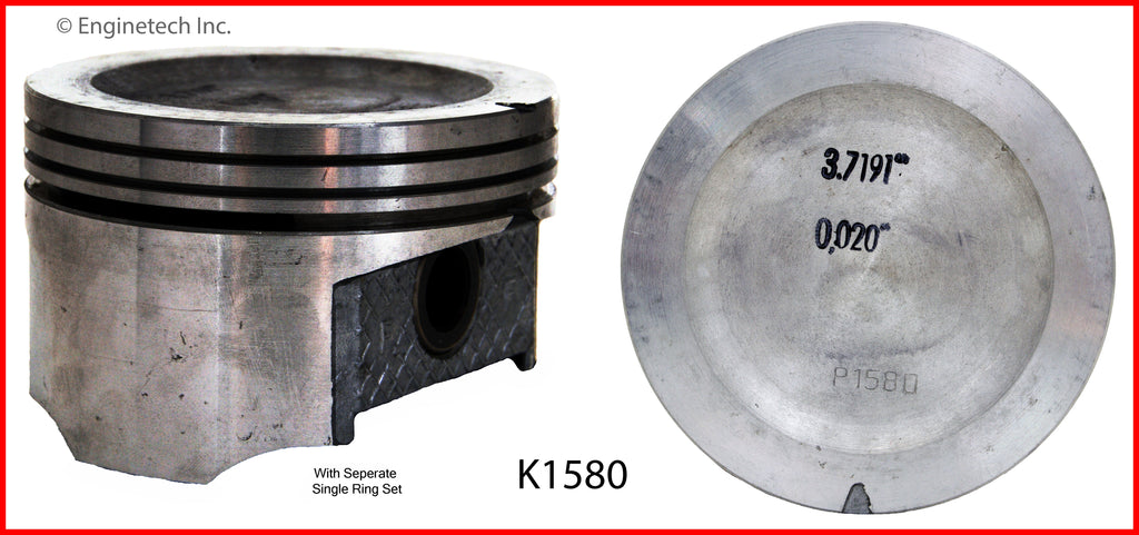 Enginetech K1580(6)P030 Engine Piston Kit with Separate Full Ring Stack for Buick Century and Skylark