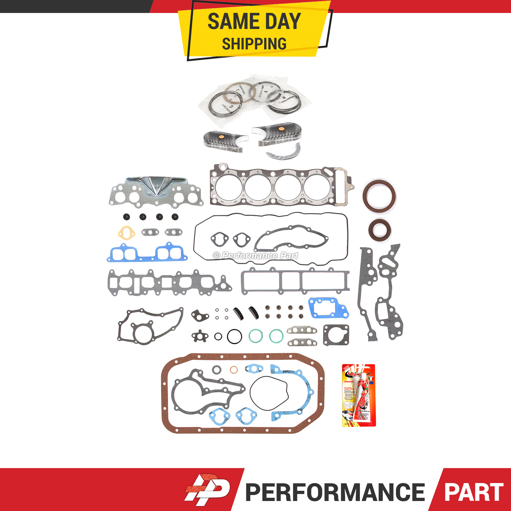 Full Gasket Set Bearings Rings Fit 83-84 Toyota Pickup Celica 2.4 SOHC - Picture 1 of 12