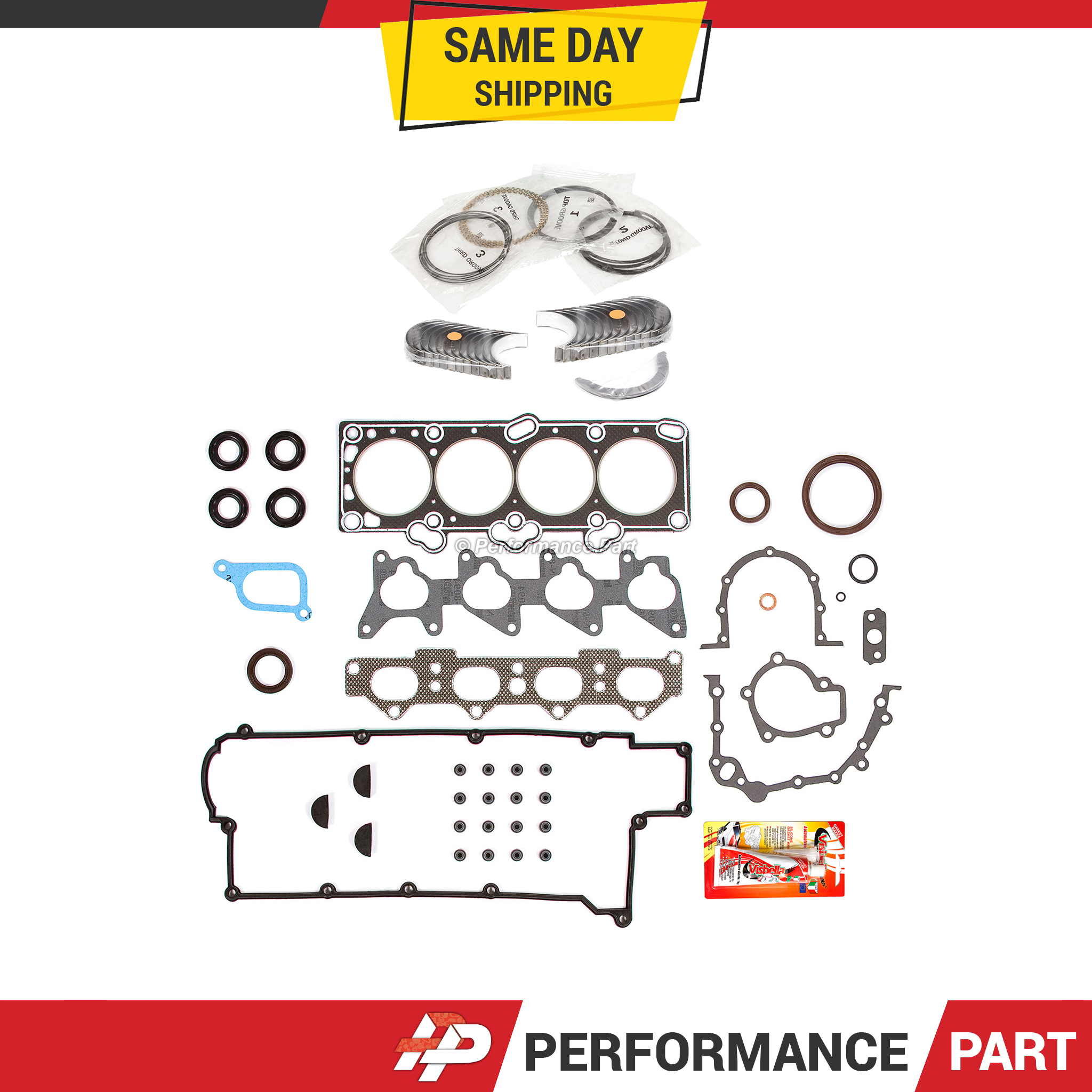 Full Gasket Set Bearings Rings Fit 96-01 Hyundai Tiburon Elantra 1.8L 2.0L - Picture 1 of 12