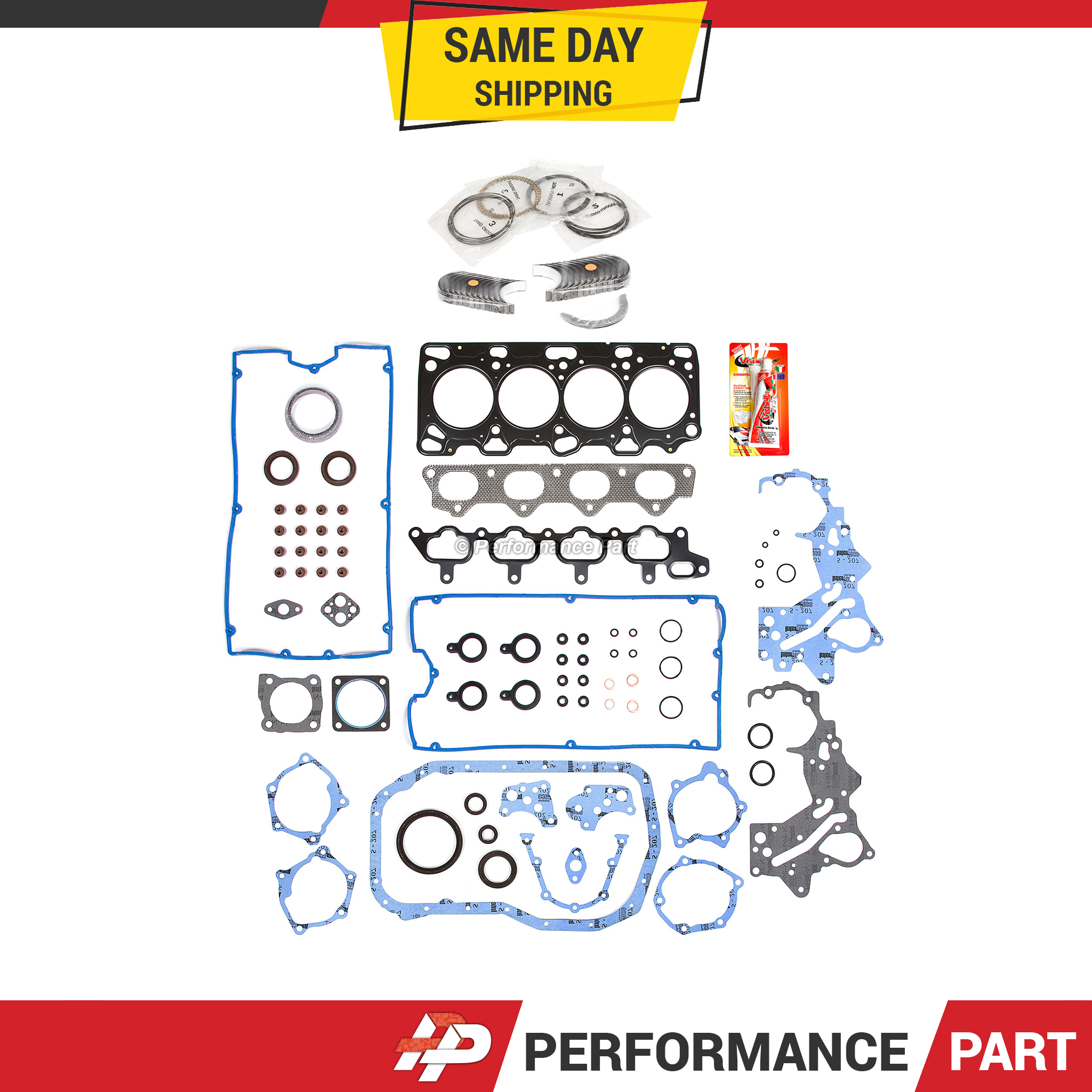 Full Gasket Set Bearings Rings Fit 03-04 Mitsubishi Lancer Turbo 2.0L - Picture 1 of 12