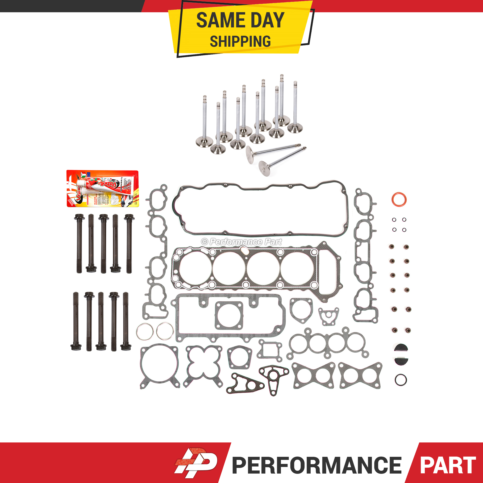 Head Gasket Set Intake Exhaust Valves for 90-92 Nissan Axxess Stanza 2.4L  KA24E